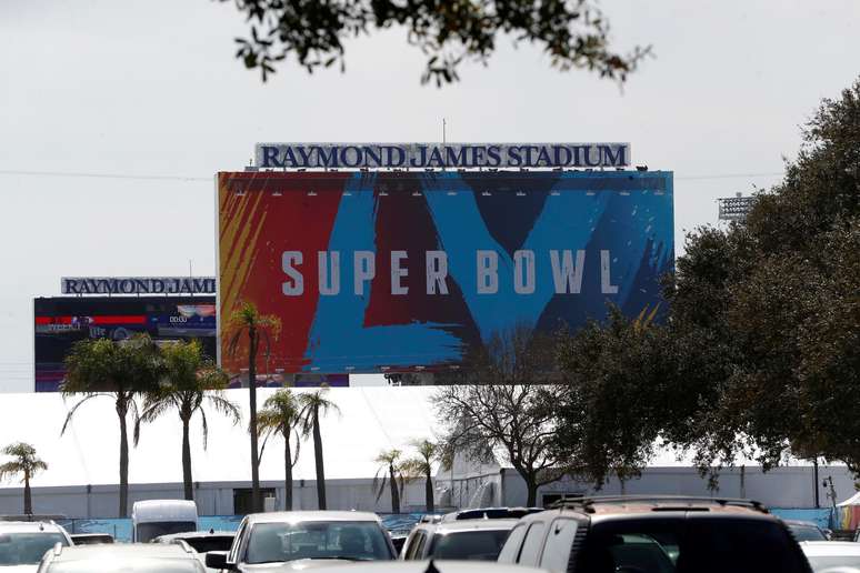 Placa do Super Bowl em Tampa, na Fl&oacute;rida
 31/1/2021   Kim Klement-USA TODAY Sports