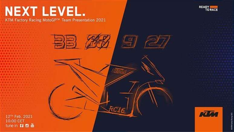 KTM e Tech3 anunciam data em conjunto para apresenta&ccedil;&atilde;o das motos para 2021 