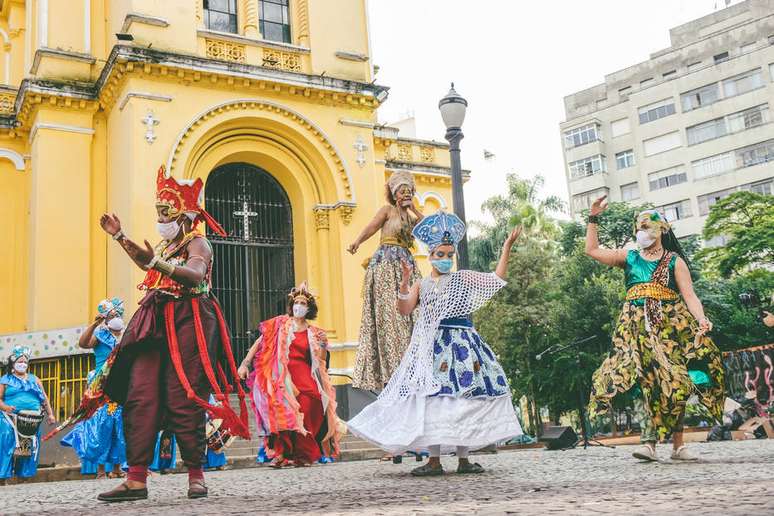 O cortejo do Ilú Obá de Min foi gravado no Largo do Paissandu, tradicional espaço do Carnaval de rua de São Paulo