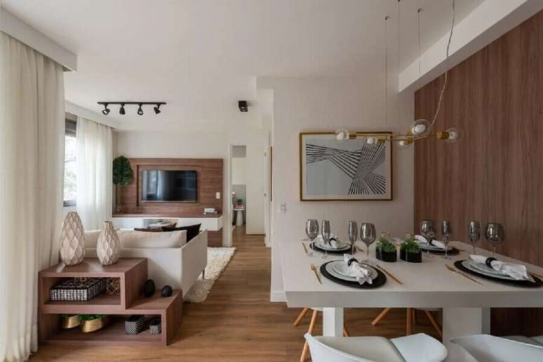 8. Apartamento pequeno decorado em cores neutras – Foto: habitissimo