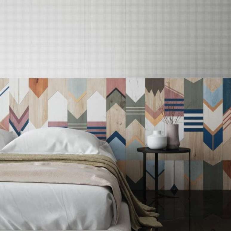 7. Cabeceira de revestimento colorido &ndash; Via: Ceusa Essences