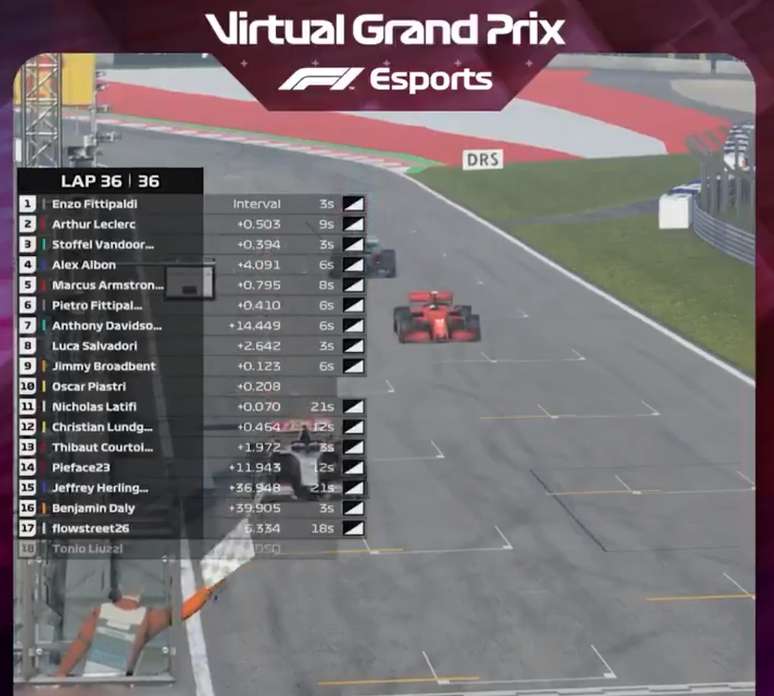 Enzo Fittipaldi no Virtual GP da Áustria.