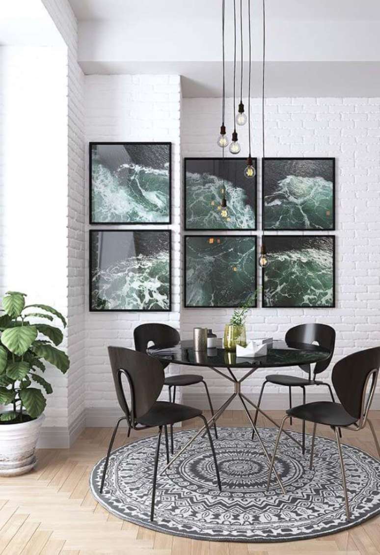 17. Sala de jantar com tapete escandinavo &ndash; Via: Pinterest