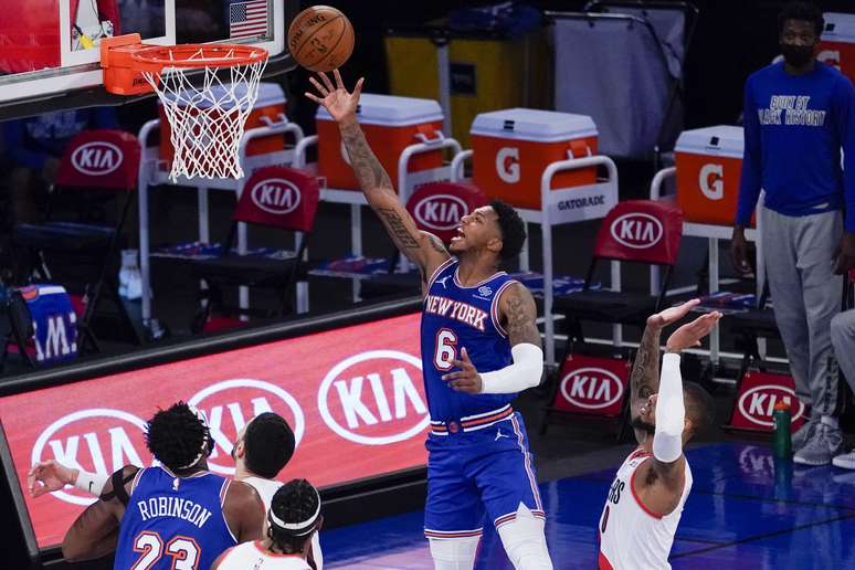 New York Knicks em partida contra Portland Trail Blazers
 6/2/2021    Mary Altaffer/Pool Photo-USA TODAY Sports