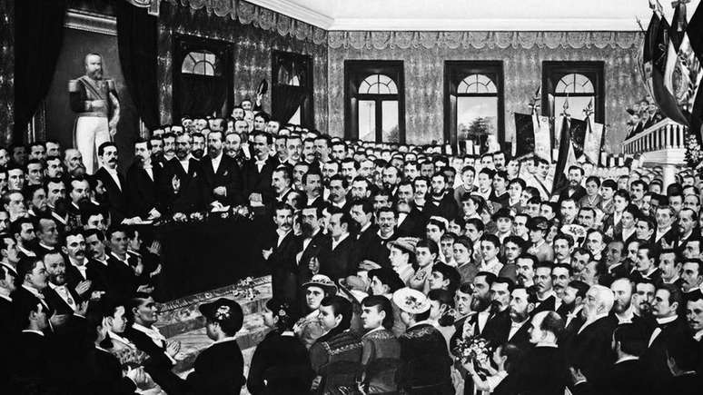 Pintura da sess&atilde;o parlamentar que aboliu a escravid&atilde;o no Cear&aacute; em 1884: articula&ccedil;&atilde;o nacional