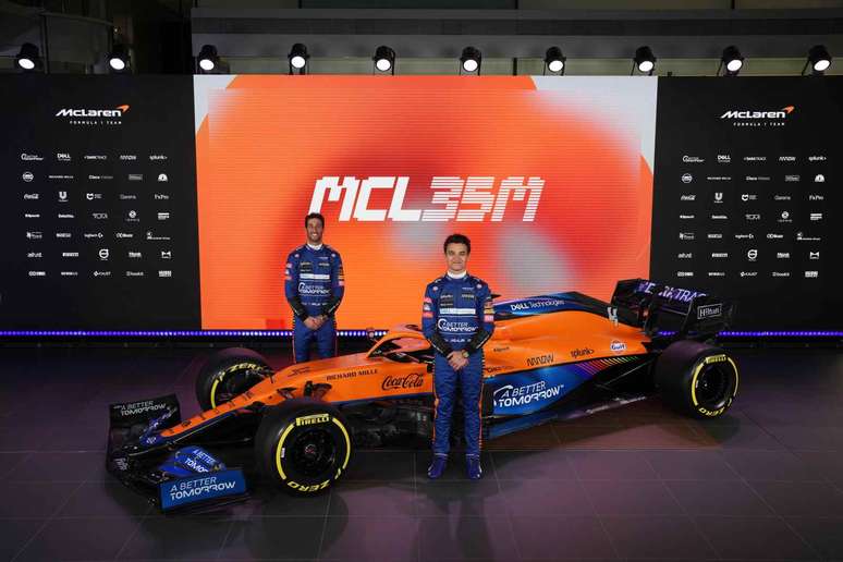 A McLaren MCL35M, carro para a temporada 2021, foi apresentada nesta segunda-feira (15) na sede da equipe, na Inglaterra (