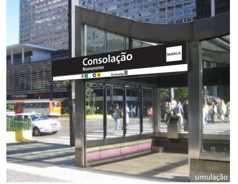 Material apresentado a comissão mostra como seria a inserção da marca nas estações do Metrô