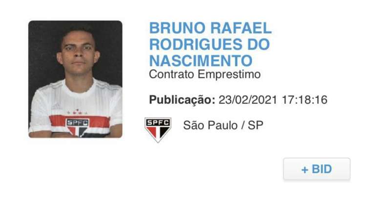 Registro de Bruno Rodrigues no BID (Foto: Reprodução)