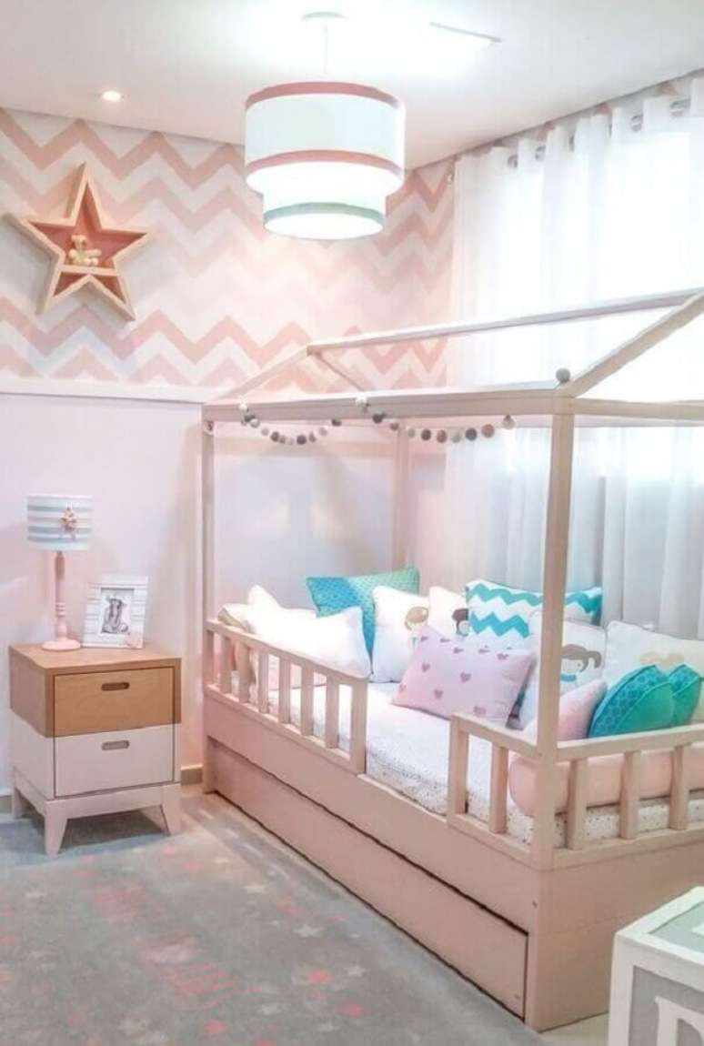 29. Tons de rosa são os mais usados na decoração de quarto para criança menina – Foto: Pinterest