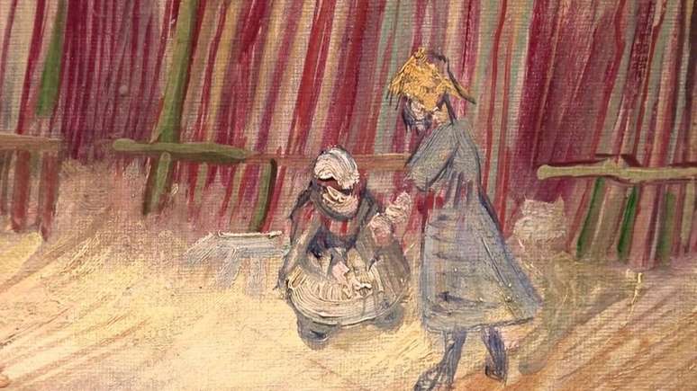 Um detalhe na obra revela o estilo p&oacute;s-impressionista do artista