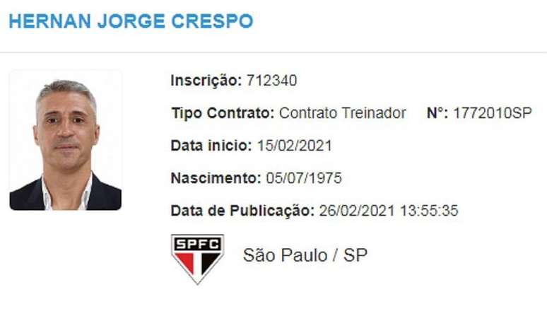 Crespo aparece no BID e pode estrear como técnico do São Paulo