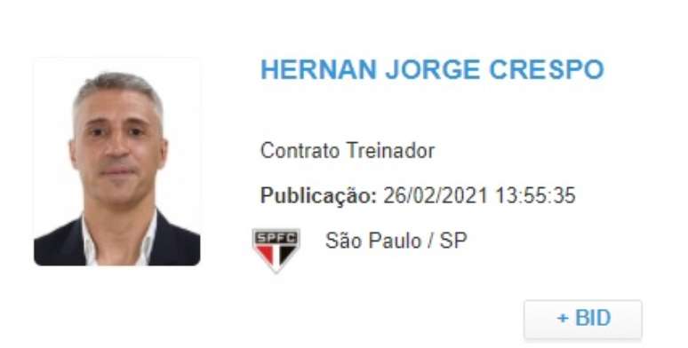 Hernán Crespo já está liberado para começar a trabalhar no Brasil (Foto: Reprodução)