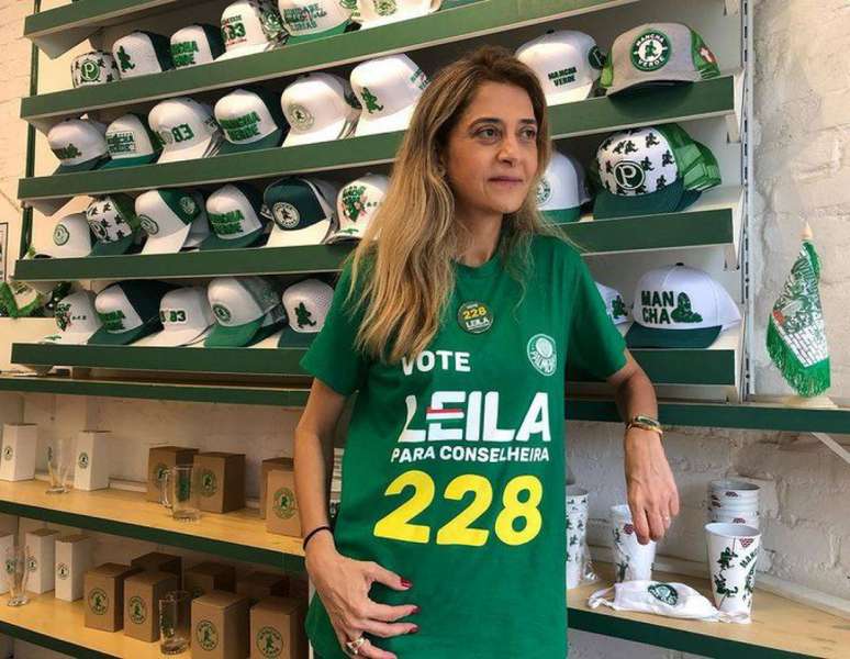 Leila Pereira, durante votação para o conselho do Palmeiras (Foto: Reprodução/Instagram)