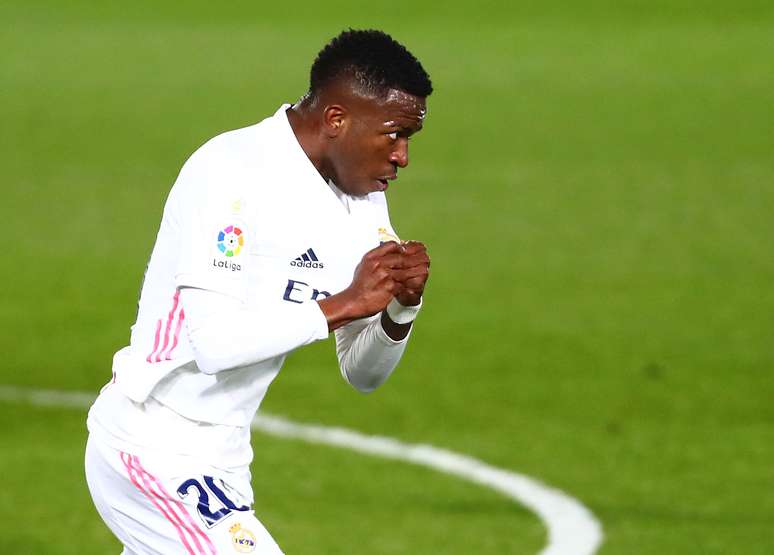 Vinicius Jr comemora gol do Real Madrid contra Real Sociedad
 1/3/2021    REUTERS/Sergio Perez