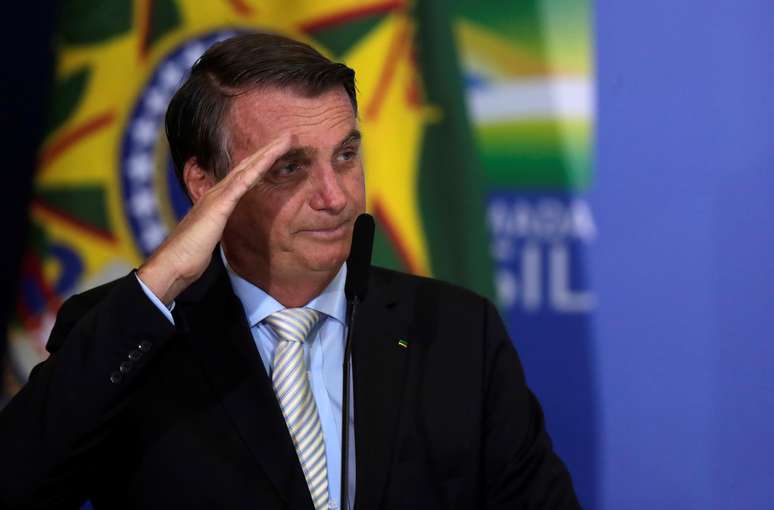 Presidente Jair Bolsonaro durante cerimônia no Palácio do Planalto
24/02/2021 REUTERS/Ueslei Marcelino