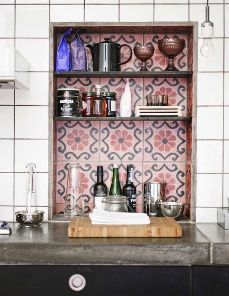 43. Cozinha com azulejo retro moderno &ndash; Foto Pequenina Vanilla