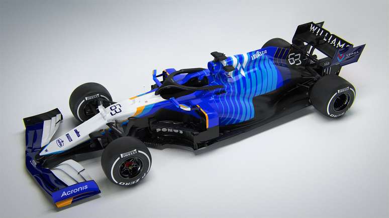 O novo FW43B vem em tons de azul e com detalhes em branco e dourado para 2021 