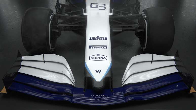 Parte frontal do Williams FW43B manteve a cor branca como predominante. Foto