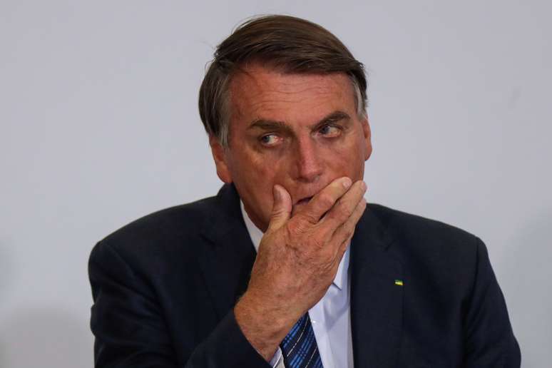 Presidente Jair Bolsonaro durante cerimônia no Palácio do Planalto
23/02/2021 REUTERS/Ueslei Marcelino