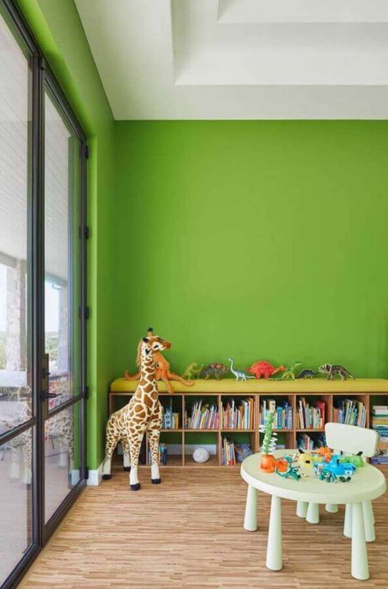 43. Parede cor verde limão para decoração de quarto infantil – Foto Houzz