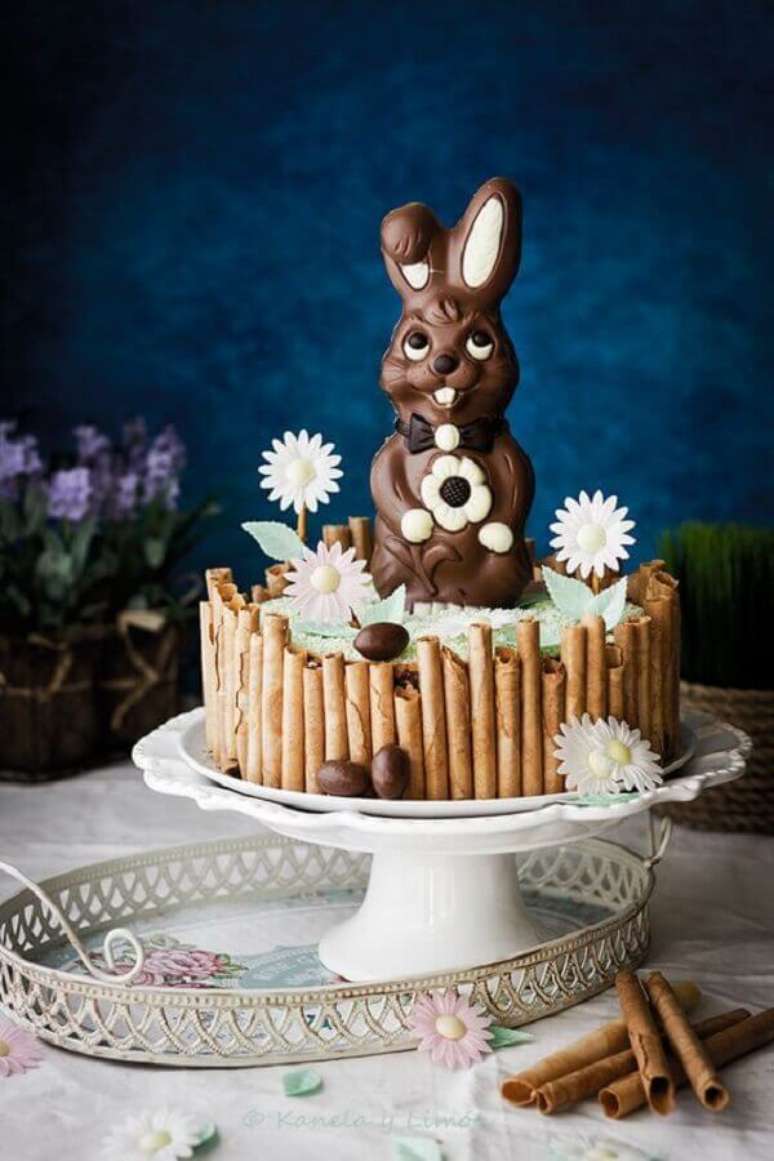 34. Coelho de chocolate para decoração de bolo de Páscoa – Foto: Pinterest