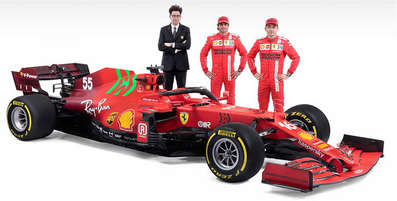 Com direito a novo motor, o Ferrari SF21 será pilotado por Charles Leclerc e Carlos Sainz Jr. Foto
