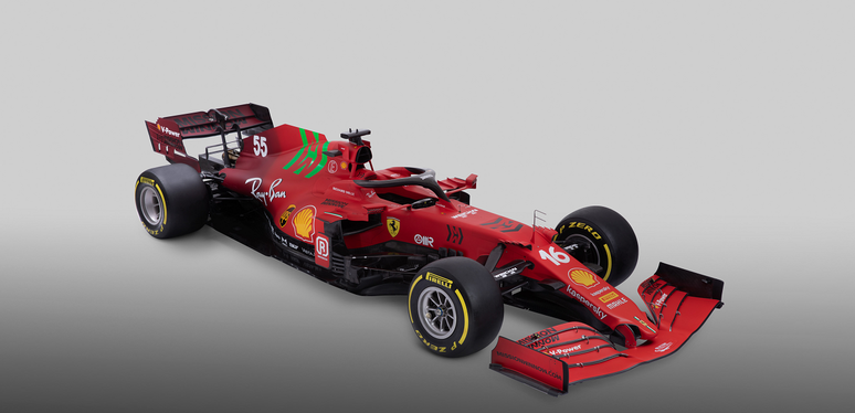 Principal novidade estética do Ferrari SF21 é a nova pintura, com detalhes em vinho e verde. 