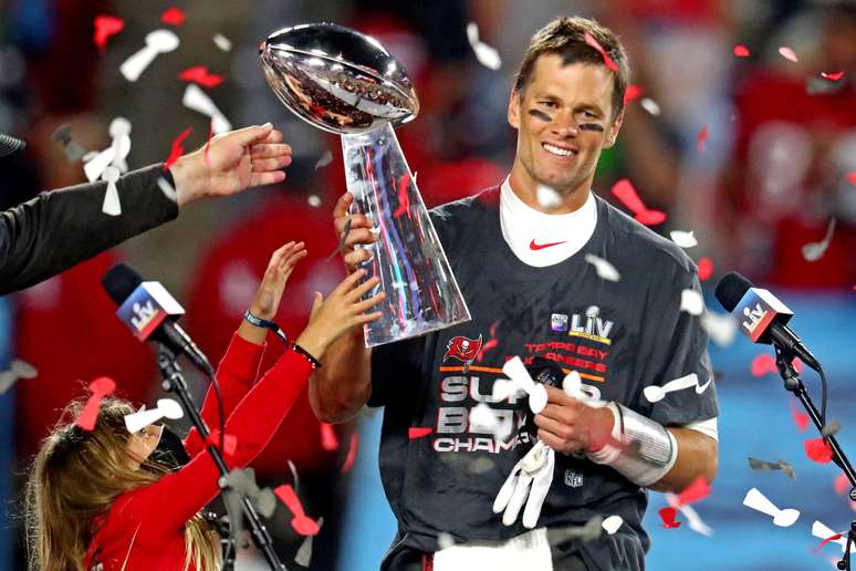 Tom Brady no Super Bowl com o Tampa Bay Buccaneers
 7/2/2021   Mark J. Rebilas-USA TODAY Sports