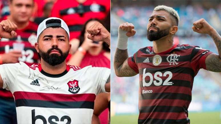 Jeferson Sales, sósia do atacante Gabigol, defendeu artilheiro do Flamengo (Foto: Reprodução/Instagram; Alexandre Vidal/Flamengo)