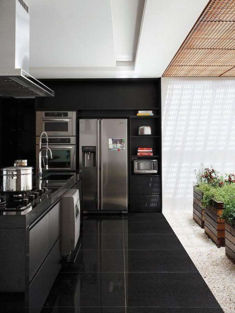 7. Ceramica para cozinha preta que imita granito – Foto Pinterest