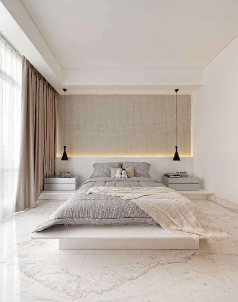 11. Quarto com piso revestimento marmorizado – Foto Revista VD