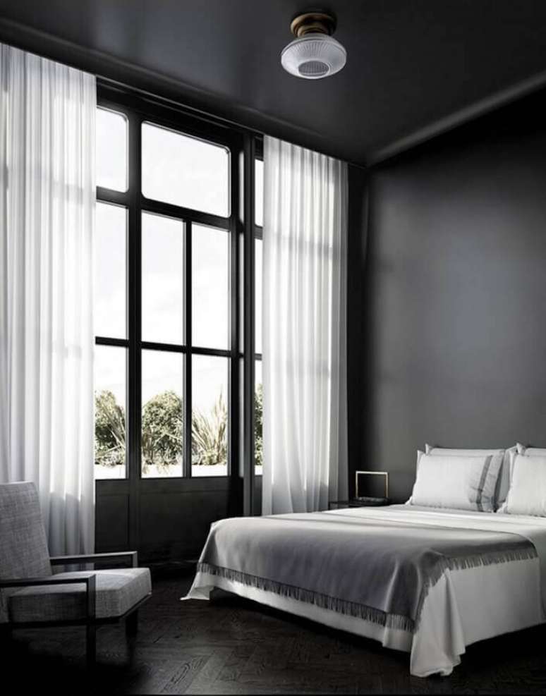 2. Piso preto para quarto de casal minimalista – Foto Pinterest