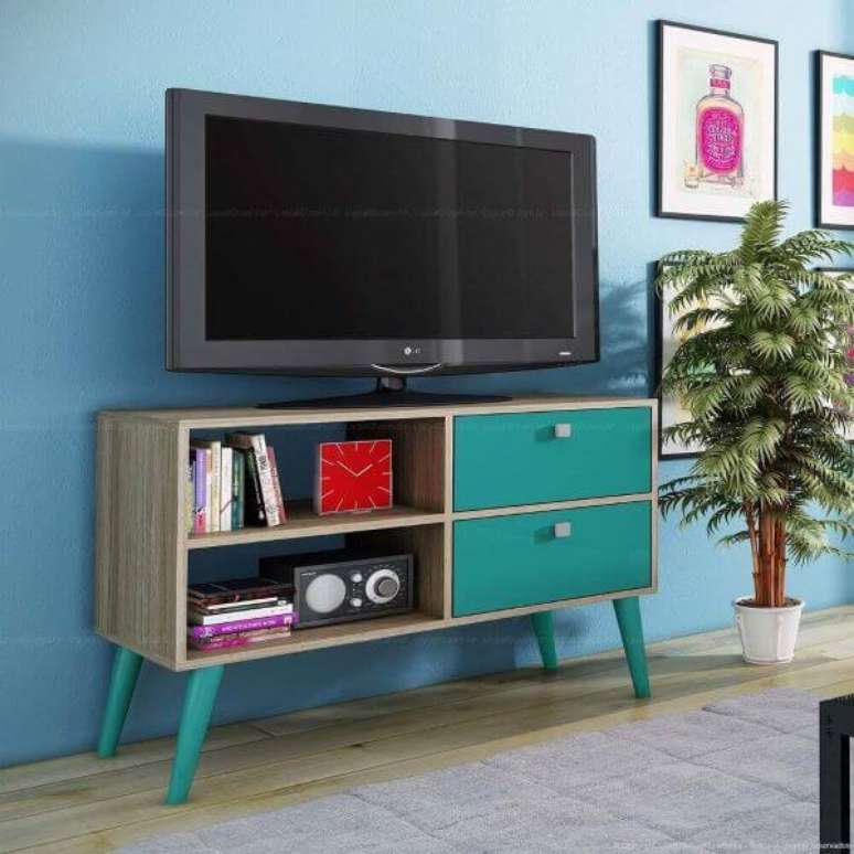 32. Rack p&eacute; palito azul turquesa &ndash; Foto Pinterest