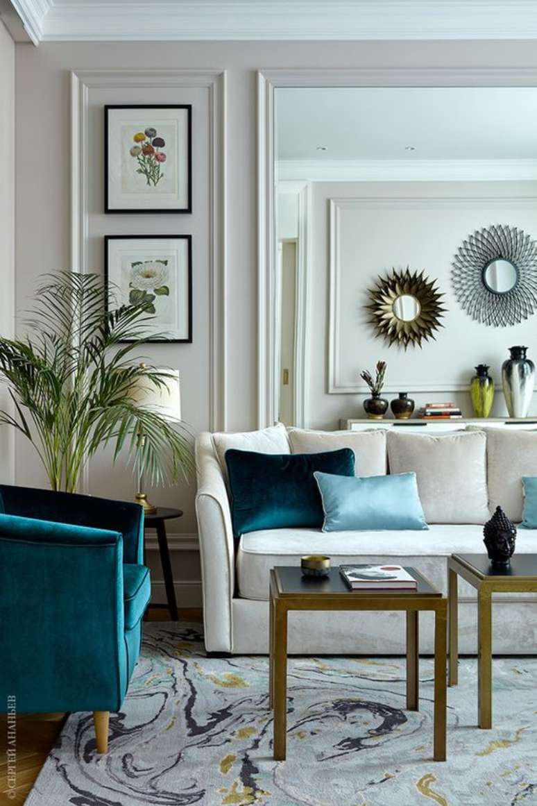 41. Tecido para almofada em tons de azul &ndash; Foto Pinterest