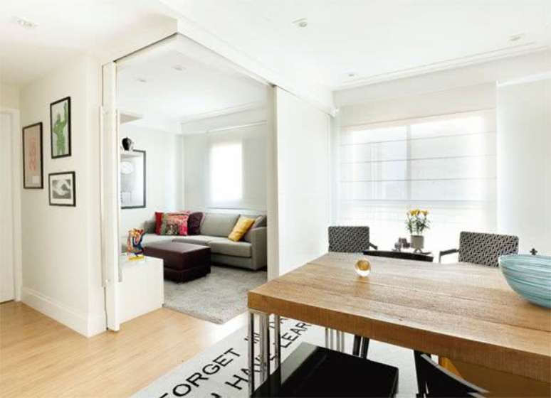 12. Apartamento pequeno com porta de correr para sala &ndash; Foto Pinterest