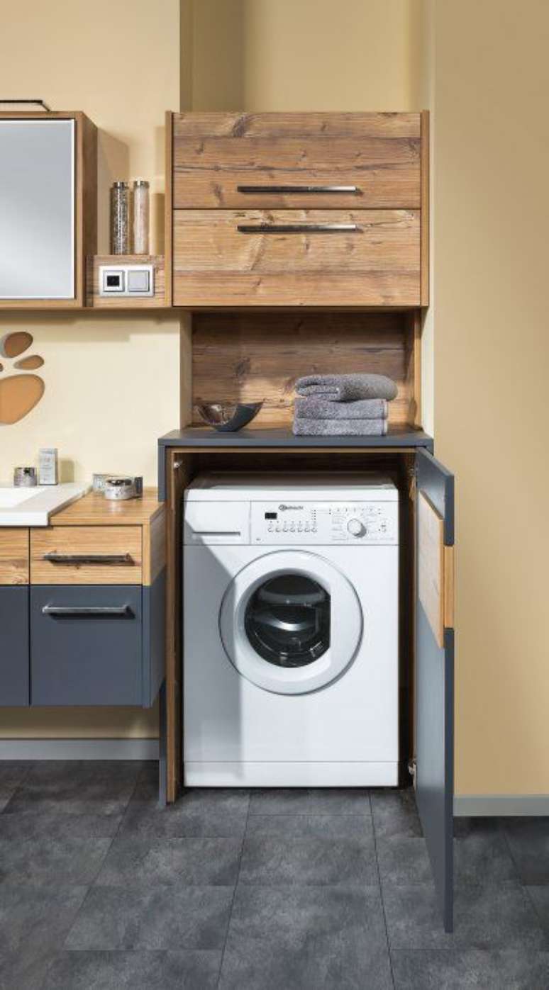 11. Área gourmet planejada com lavanderia – Foto Pinterest