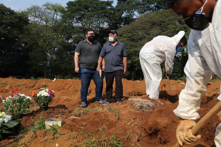 Enterro de vítima da Covid-19 no cemitério da Vila Formosa, em São Paulo (SP) 
23/03/2021
REUTERS/Amanda Perobelli
