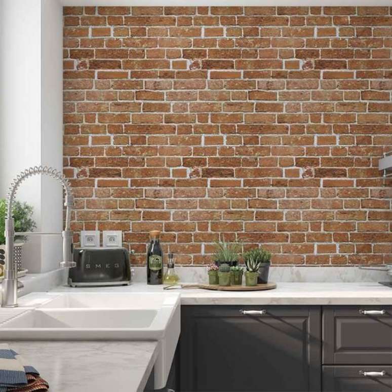 39. Papel de parede rustico para cozinha – Foto De Facile