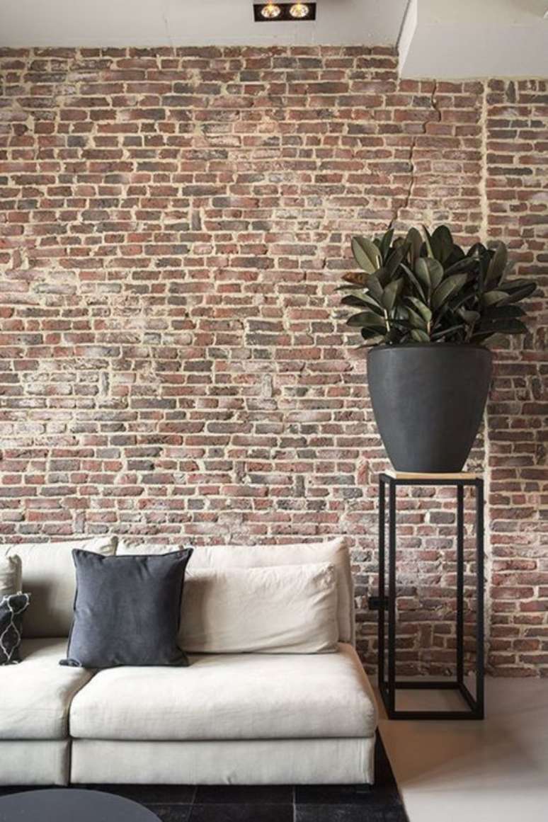 41. Papel de parede rustico para sala de estar – Foto Estofos