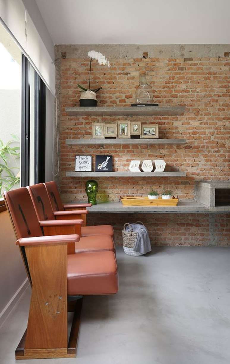36. Papel de parede rustico para sala de estar industrial – Foto Casa De Valentin