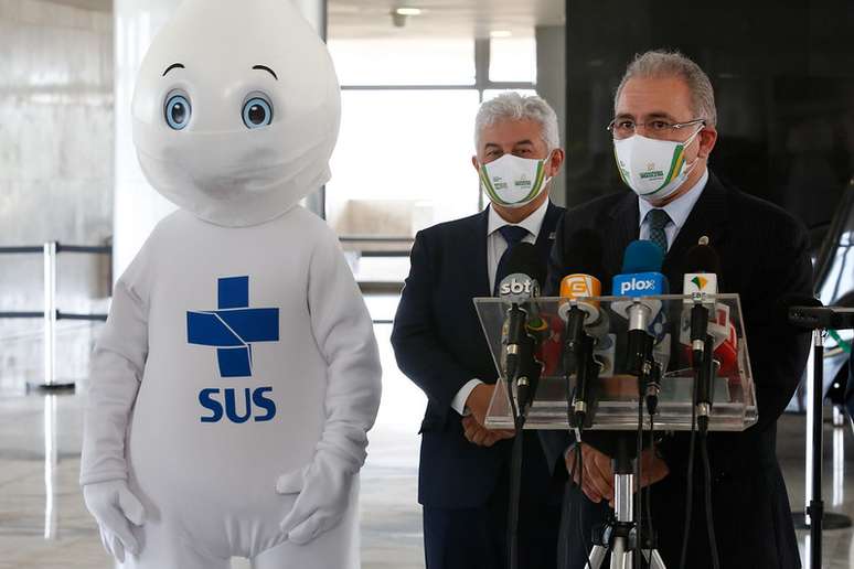 Coletiva de imprensa com o ministro da Ciência, Tecnologia e Inovação, Marcos Pontes, e com o ministro da Saúde, Marcelo Queiroga