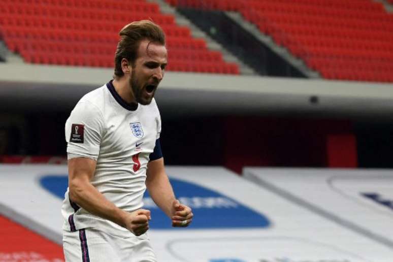 Harry Kane foi decisivo na vitória da Inglaterra sobre a Albânia (OZAN KOSE / AFP)