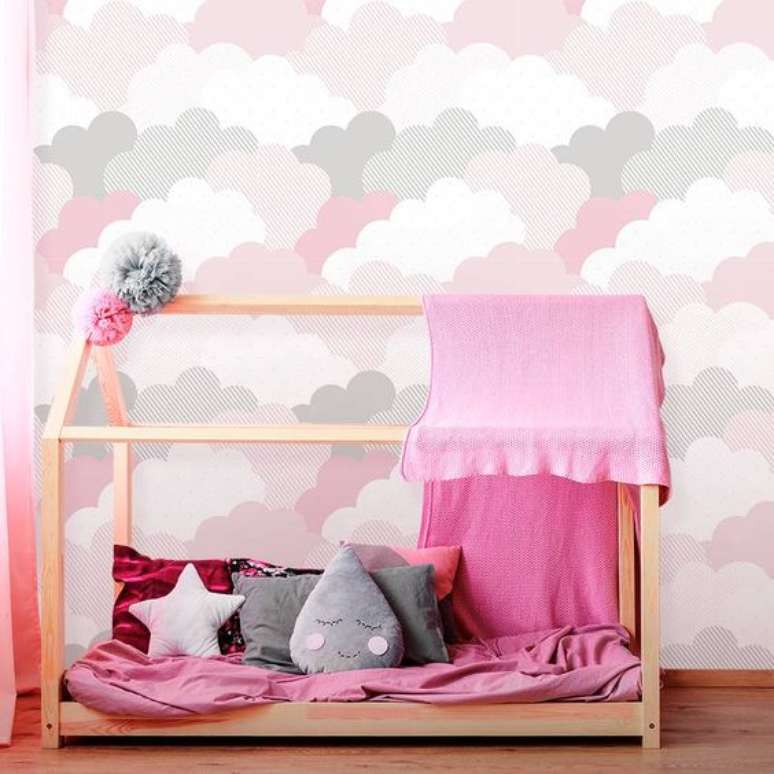 4. Papel de parede rosa de nuvem – Foto Inove Papeis de Parede