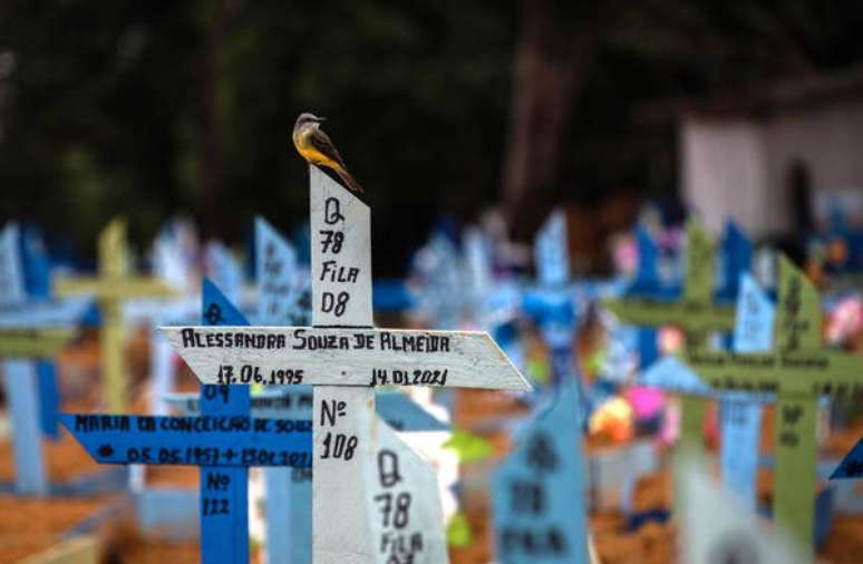 Túmulos de vítimas da Covid no Cemitério Nossa Senhora Aparecida, em Manaus