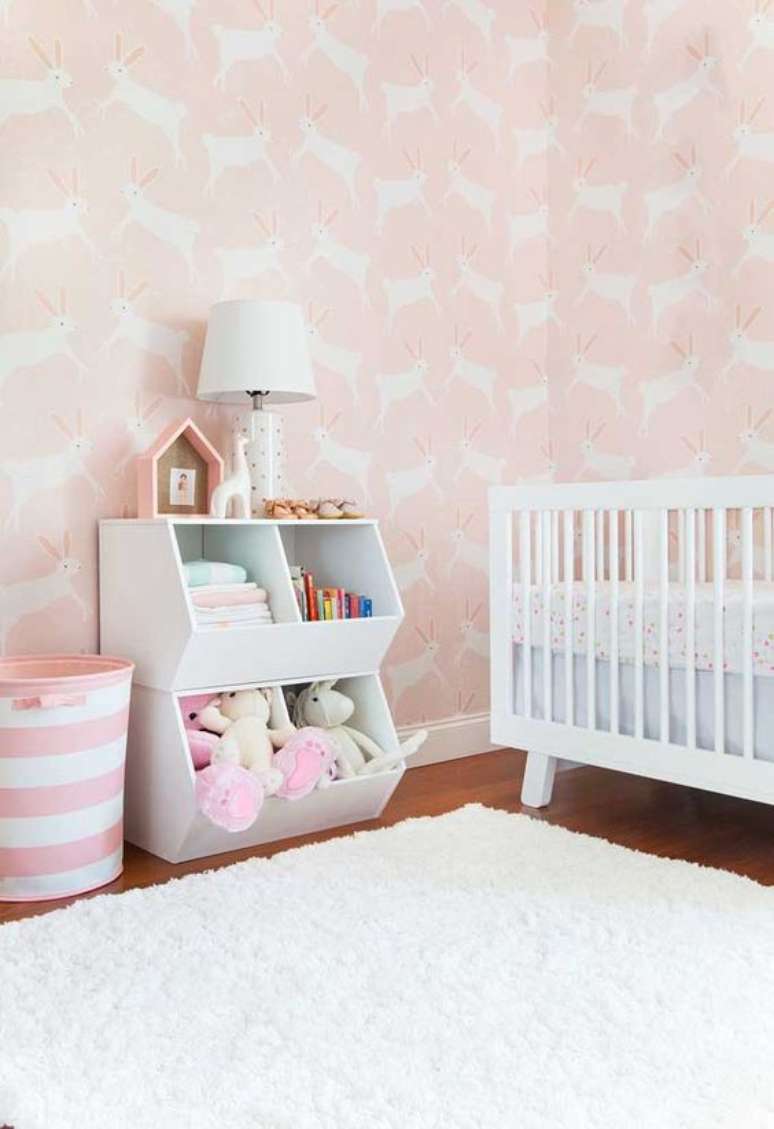 28. Papel de parede rosa para quarto infantil – Foto Decor Facil