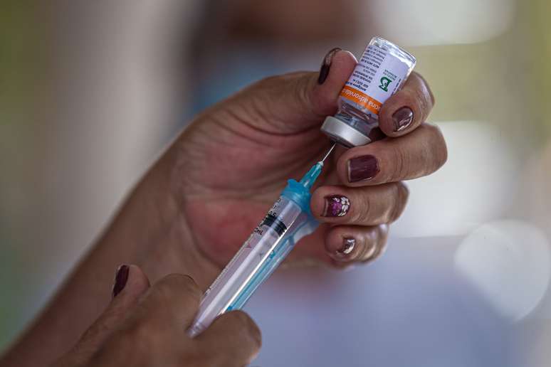 Frascos da vacina coronavac, do Butantan em Belo Horizonte 