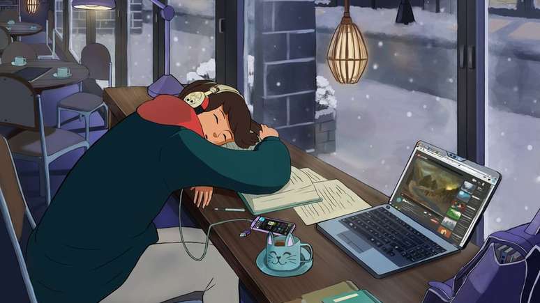 Ilustra&ccedil;&atilde;o de uma mulher ouvindo m&uacute;sica feita por Igor