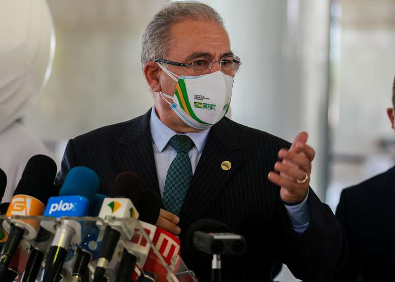 O Ministro da Saúde Marcelo Queiroga durante entrevista no Palácio do Planalto 