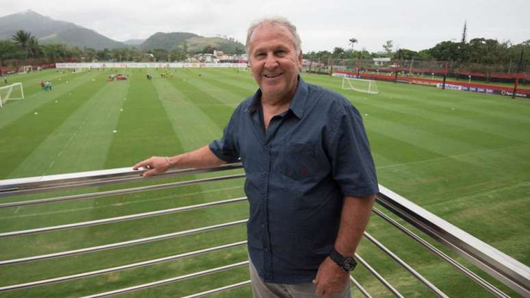 O ídolo Zico no CT George Helal, o Ninho do Urubu (Foto: Alexandre Vidal/Flamengo)