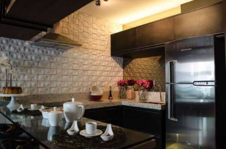 38. Azulejo 3D para cozinha moderna – Foto Studio Ecoara